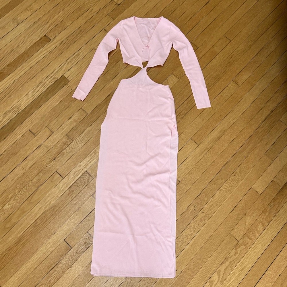 SAME SWIM Long Sleeve Cutout Pink Maxi Dress - Picture 3 of 12